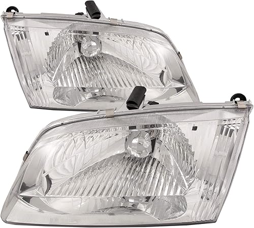 HEADLIGHTSDEPOT Faro halógeno con carcasa cromada compatible con Mazda 626 2000-2002, incluye faros delanteros izquierdo del lado del conductor y