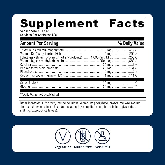 Metagenics Hemagenics Iron Supplement with B12, B6 & Folate, 180 Tablets
