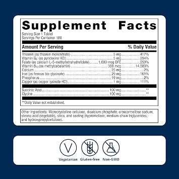 Metagenics Hemagenics Iron Supplement with B12, B6 & Folate, 180 Tablets