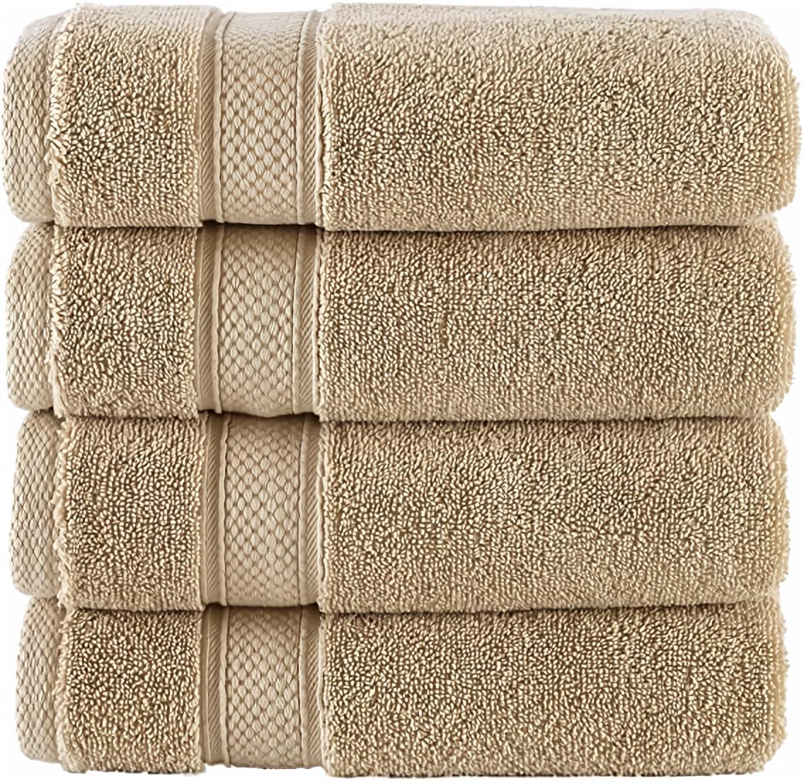 NOVA Luxury Linen - Hotel Quality Turkish Towel Set for Bathroom (4 Pcs Washcloth Set, Warmsand Beige)