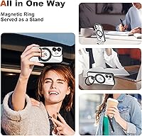 Vista 3 de Funda compatible con iPhone 12 con soporte de anillo magnético invisible [compatible con Mag-Safe] [Protector completo de lente de cámara] Funda