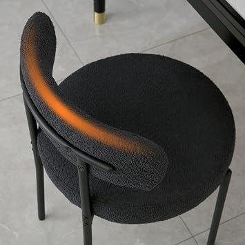 DYHOME Boucle Dining Chairs Set of 2, Upholstered Dining Room Chairs Black