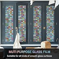 Vista 7 de VELIMAX Película de privacidad, tinte de vitral, calcomanías de arcoíris, vinilo de adherencia estática, no adhesivo, anti-UV, para ventana