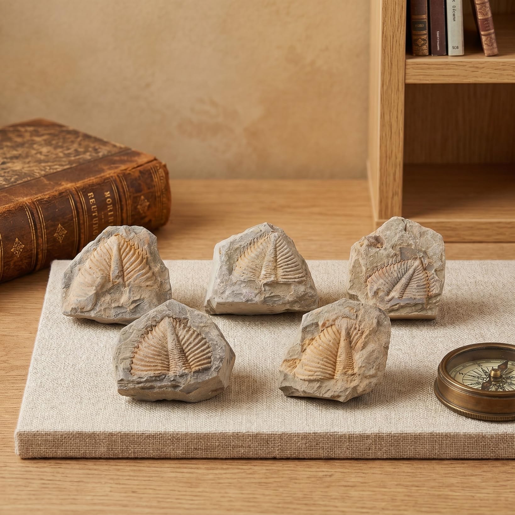 Abaodam 5 Stück Echte Trilobiten Fossilien Set, Natürliche Steinproben für Kinder, Paläontologie Lehrmaterialien und Sammler, Zufällige Formen
