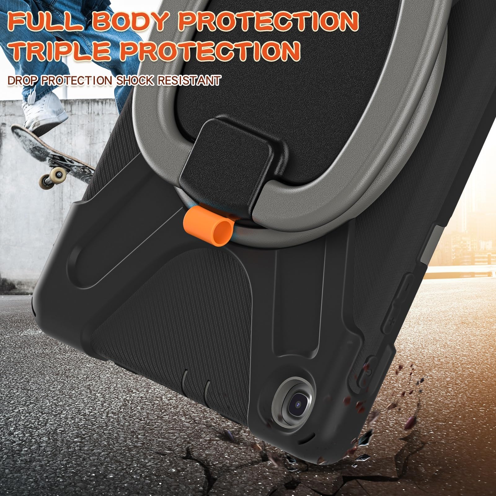 Custodia per tablet Case Compatible with Samsung Galaxy Tab A 10.1 Case 2019 Model(SM-T510/T515),Heavy Duty TPU Shockproof Kids Case,360 Degree Rotating Multi-Function Grip Bracket+Shoulder Strap Rugg