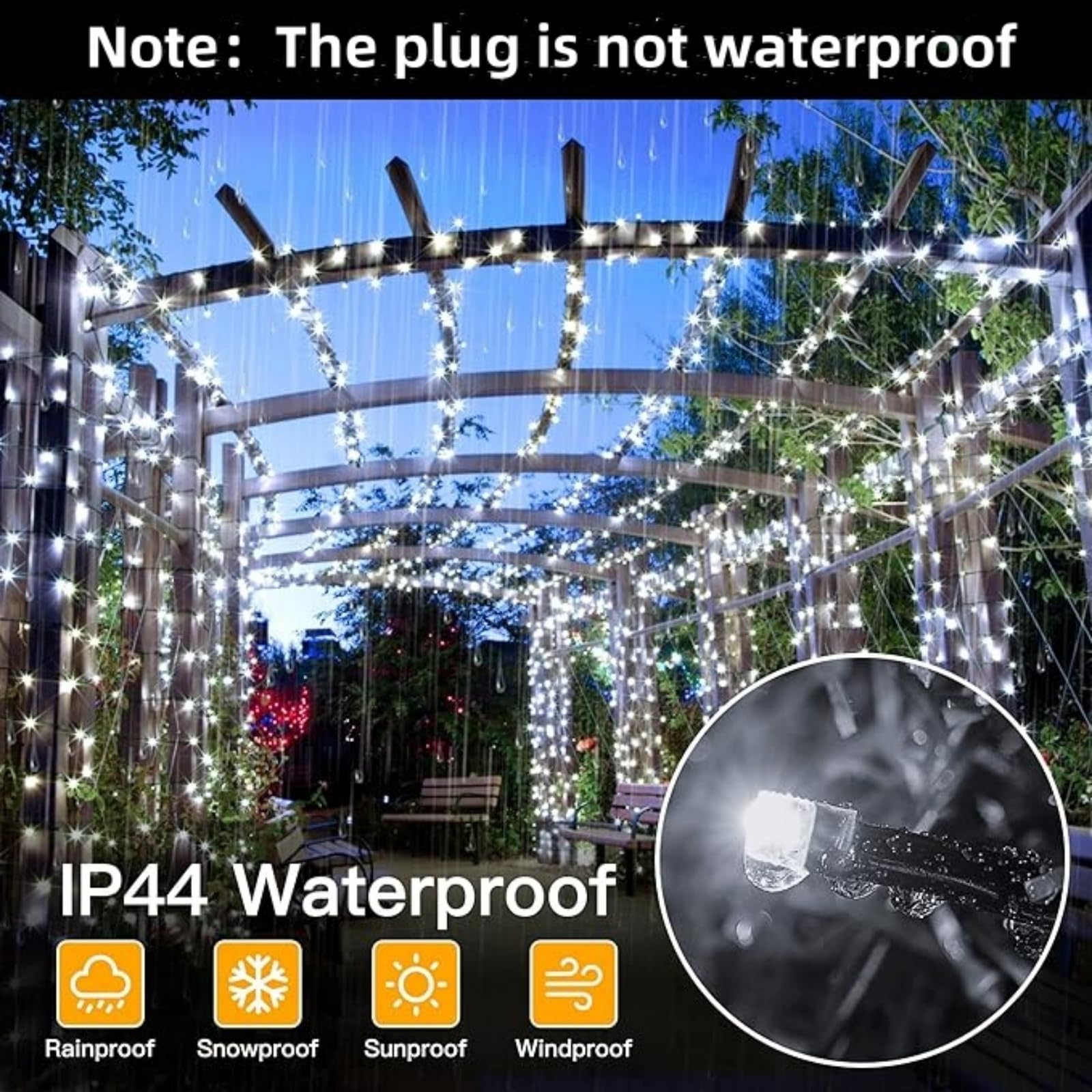 Christmas Tree Lights Outdoor, 20m 200LEDs Fairy lights Plug in 8 Modes - Image 2