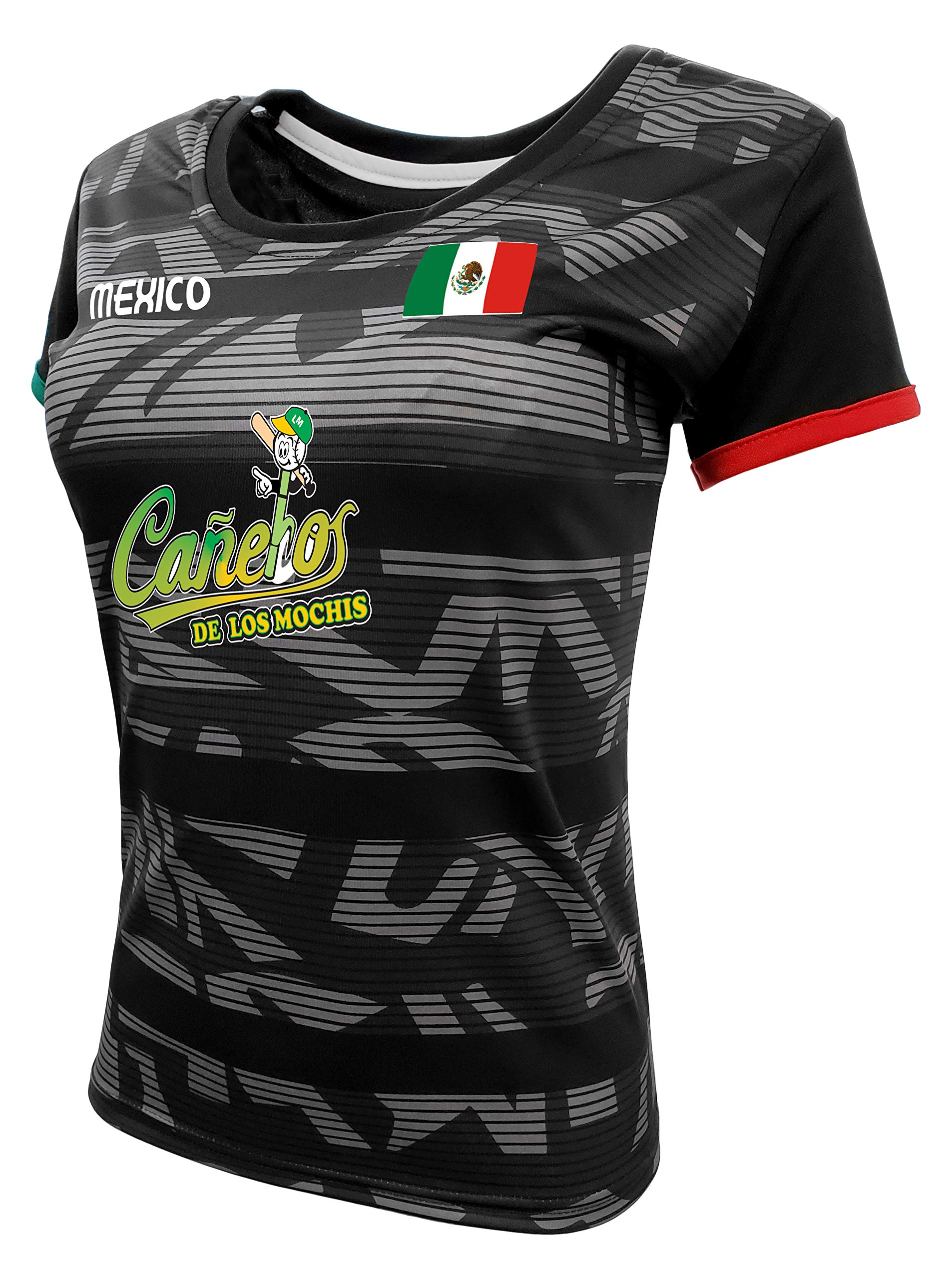 Women Jersey Mexico Cañeros de Los Mochis 100% Polyester Black/Grey (Medium)