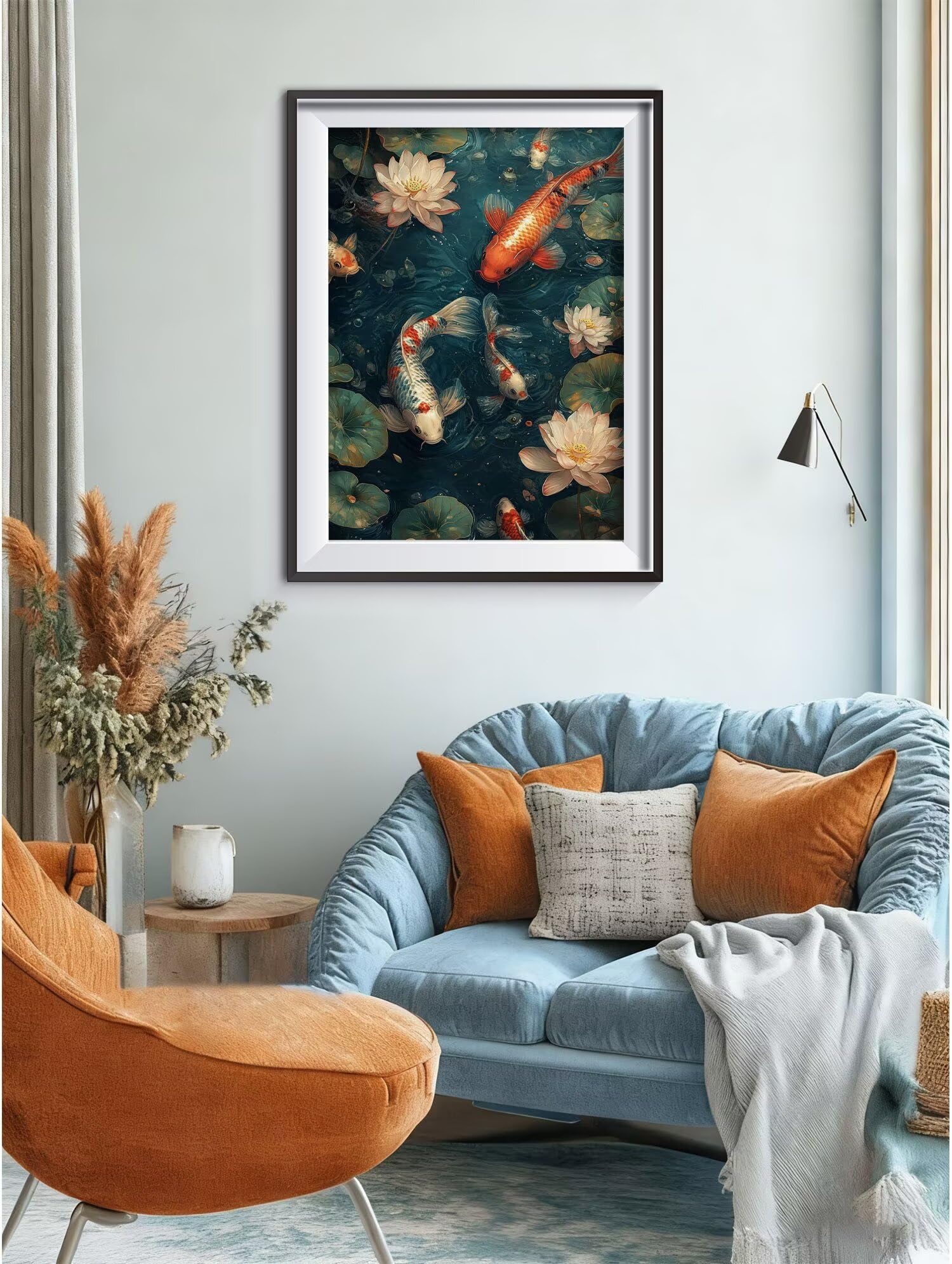 Diamond Painting Carpe Lotus Mosaique Loisir Creatif Kit, Diy Diamond Point de Croix Broderie, Cristal Art Kit Peinture Diamant, Automne Halloween Decoration Murale, Cadeau de Noel 90x120cm W-l-266