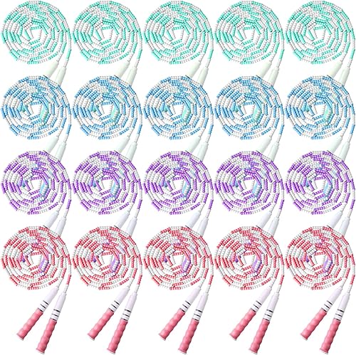 Yunsailing Paquete de 20 cuerdas de saltar para adultos y niños, 9.2 pies de longitud ajustable, cuerda de saltar segmentada libre a granel, cuerdas