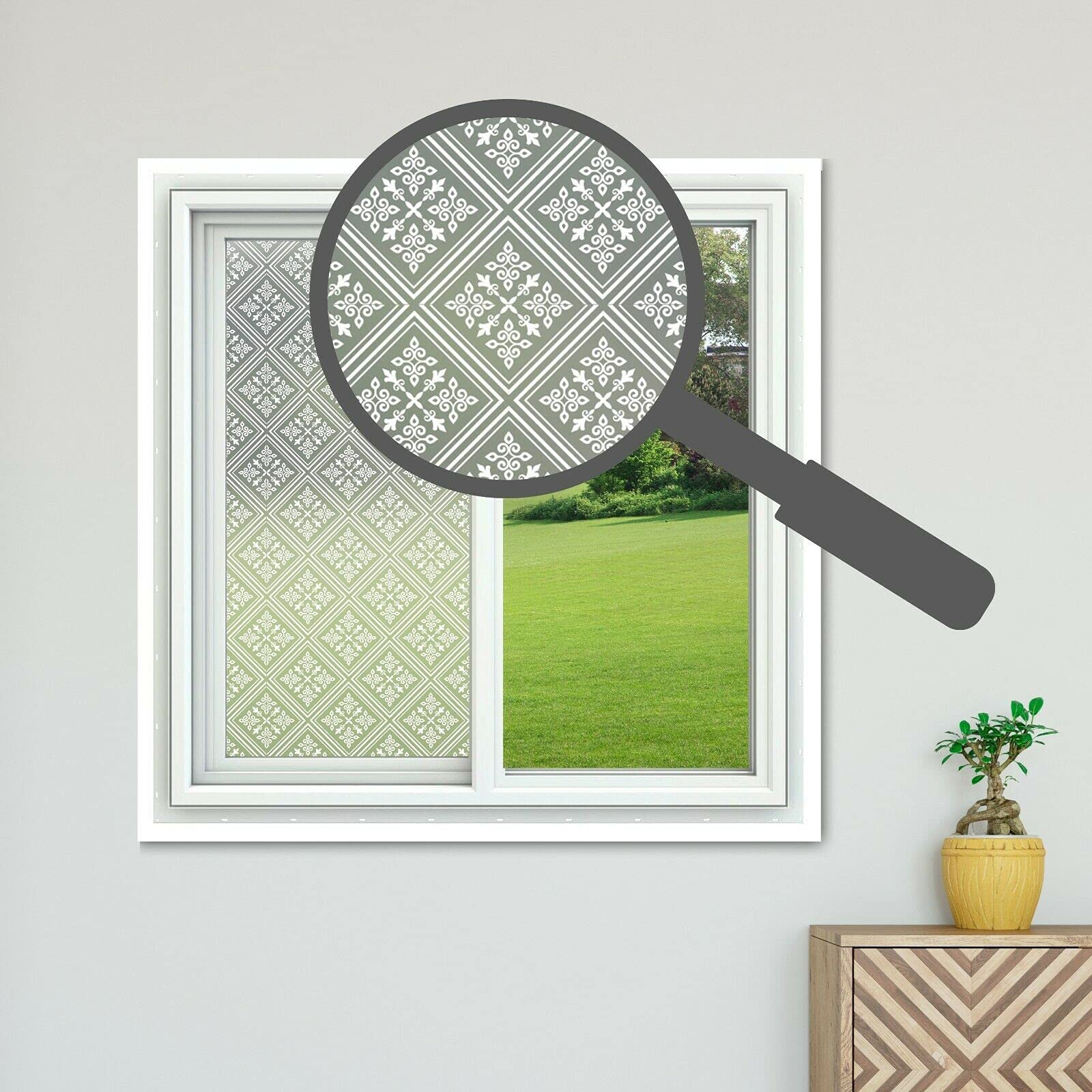 Privacy Frosted Victorian Theme Window Film Decorative Etched Feature Glass Self Adhesive Vinyl (Style 6) — image 1