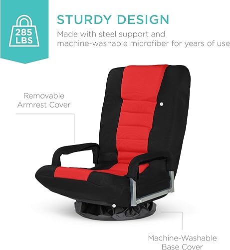 Miniatura 35 de Best Choice Products Silla giratoria para videojuegos de 360 grados, multiusos, para TV, lectura, jugar videojuegos, con soporte lumbar, asas de