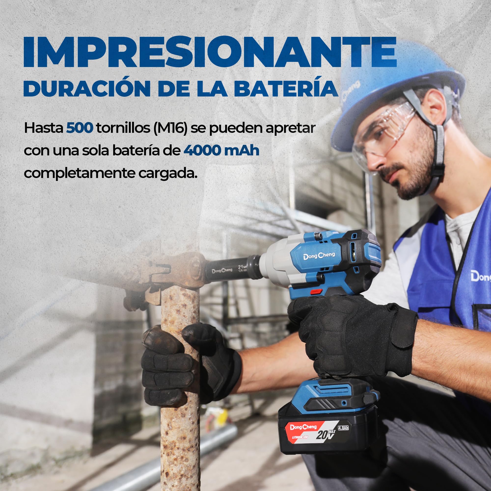 Llave de impacto inalámbrica Dong Cheng 20V sin escobillas, par alto 698 Nm, 2200 RPM, 4 modos, llave de impacto de 1/2 pulgada con caja de almacenamiento, incluye 2 baterías 4,0 Ah y cargador