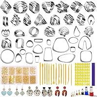 Fesorsi 800 Pcs Polymer Clay Earring Making Kit: 67 Stainless Steel Molds, 8 Circle Cutters, Letter Stamps & 710 DIY Jewelry Accessories
