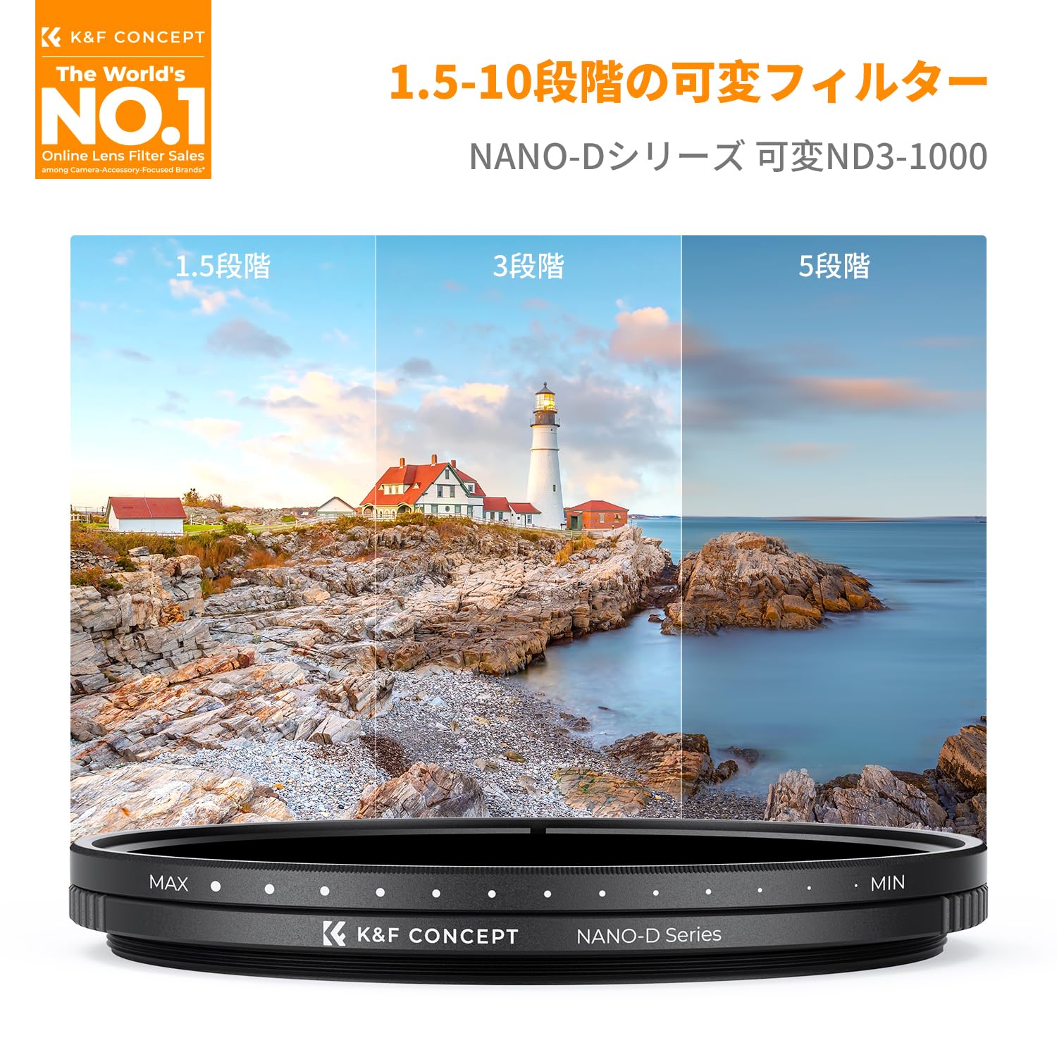 Amazon | K&F CONCEPT 67mm 可変NDフィルター ND3-ND1000 減光