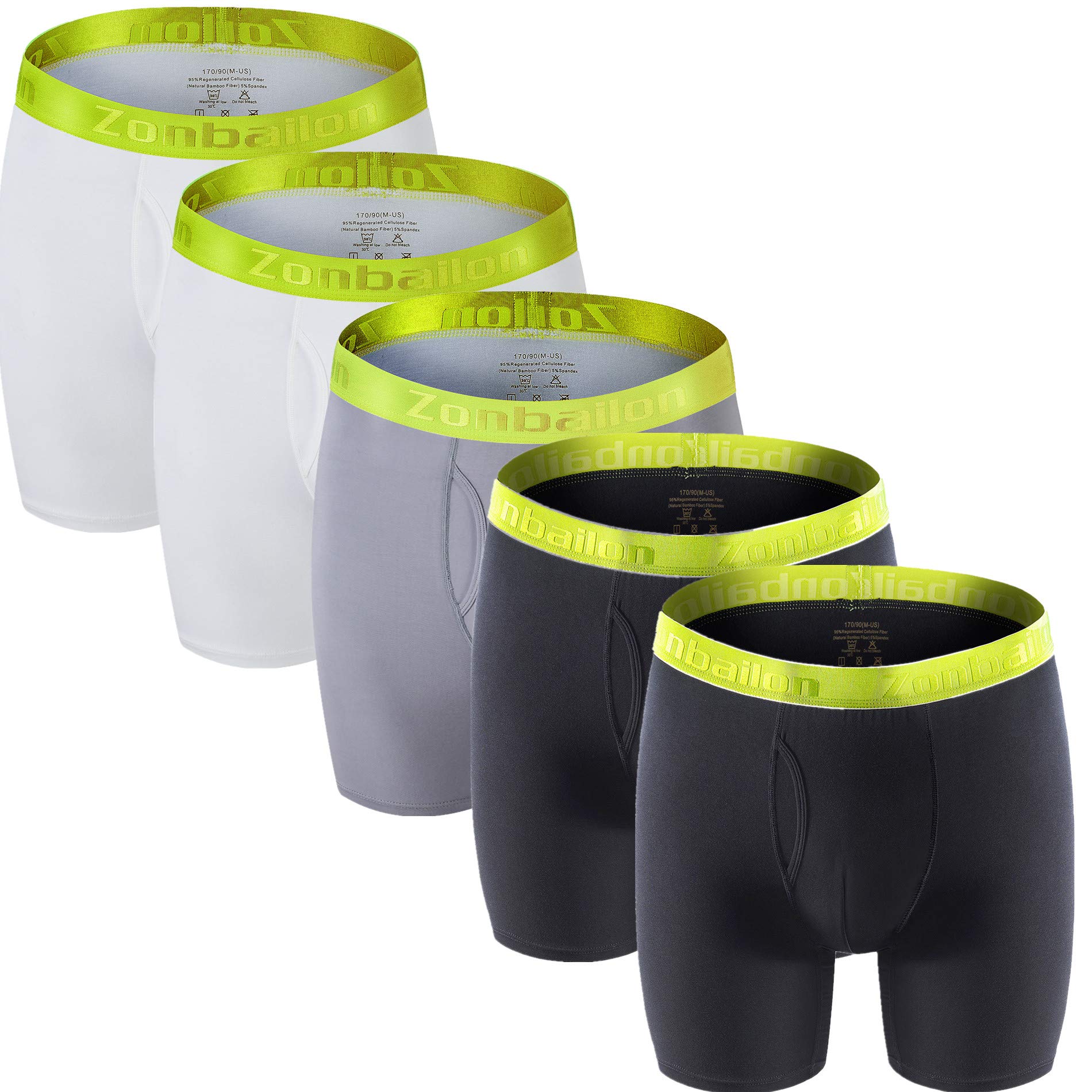 Mens Running Underwear No Ride Breathable Bamboo 6 Inches Athletic Boxer Briefs