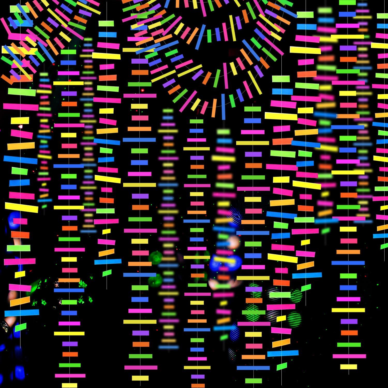 Glow in the Dark Neon Streamers - Black Light Party Decorations -11 Glow in the Dark Neon Streamers - Black Light Party Decorations -11