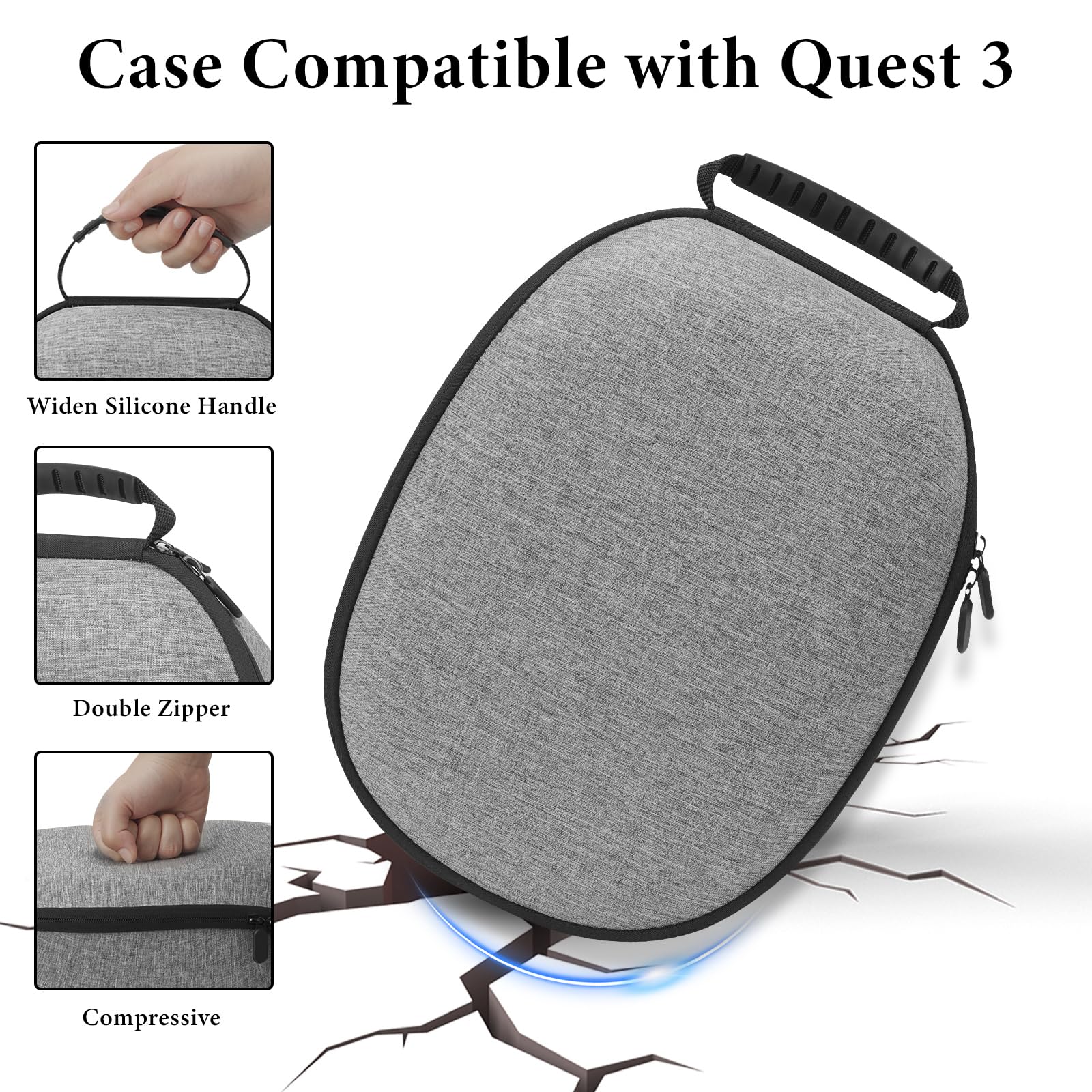 GEEKRIA Shield Étui de transport rigide compatible avec Meta Quest 3, résistant aux chutes et aux rayures, protège les appareils et accessoires de réalité virtuelle, étui pour casque de réalité
