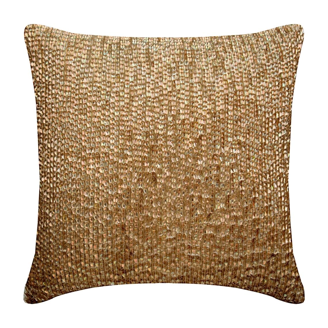 The HomeCentric Decorative Cushion Covers Pack of 2, 60x60 cm (24"x24") Gold, Silk Throw Cushion Covers, Cushion Covers, Modern Pillow Cases - Golden Drops