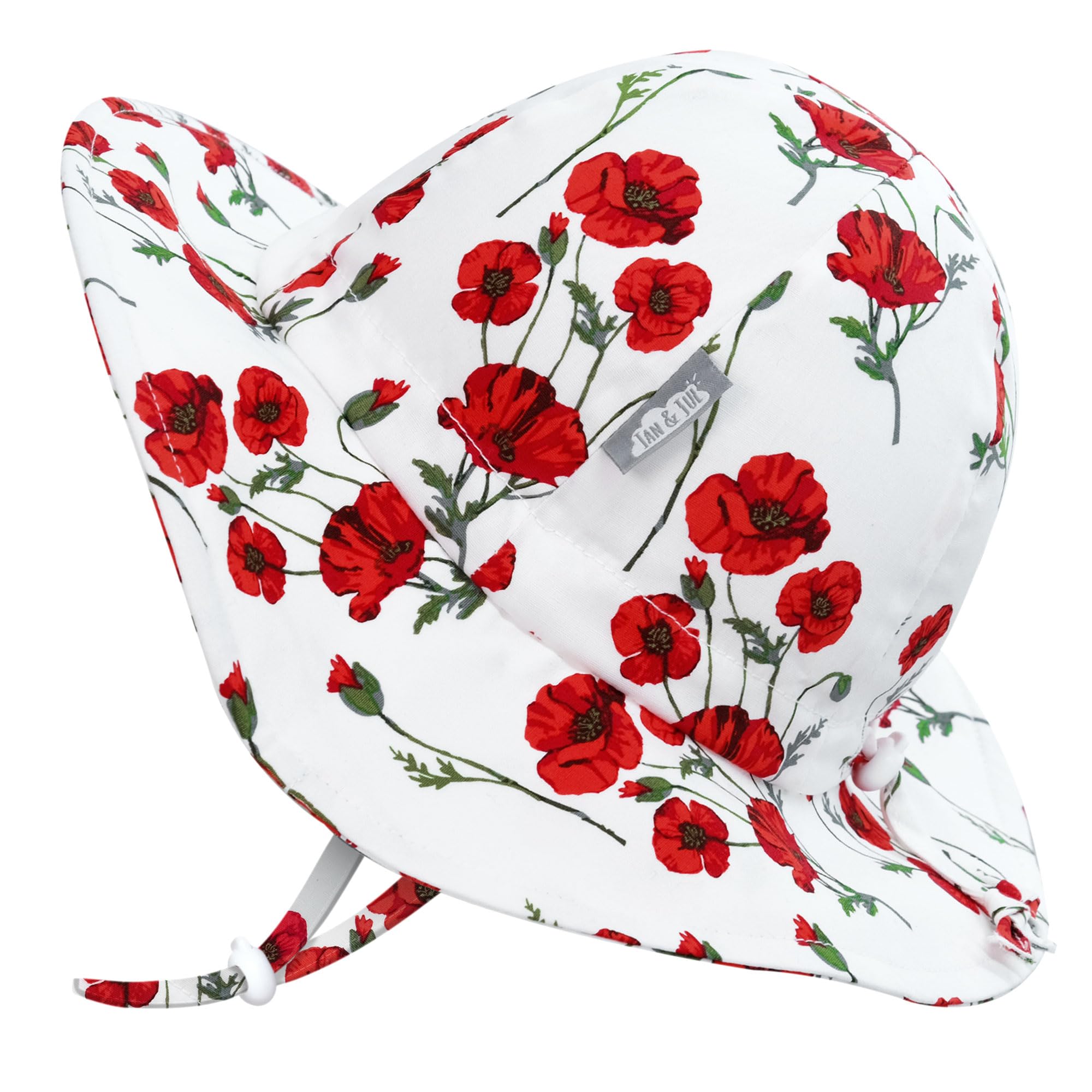 Jan & Jul Women's Red Poppy Floppy Sun-Hat For Toddler Girls Adjustable, 50+ Upf (L: 2-5 Years, )