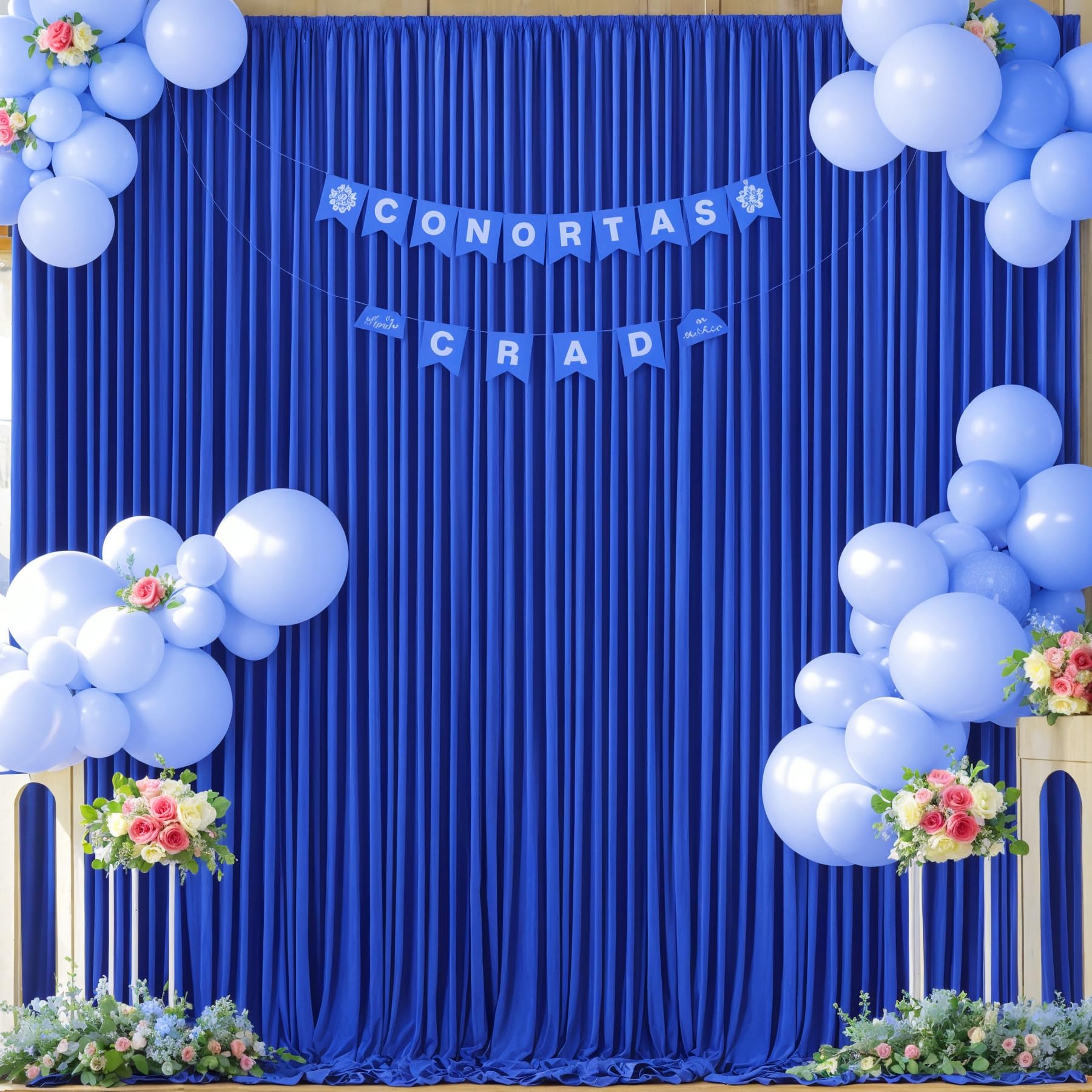 Royal Blue Backdrop Curtain for Parties Wrinkle Free Blue Photo Curtains Backdrop Drapes Fabric Decoration for Wedding Birthday Party Baby Shower 5ft x 8ft,2 Panels