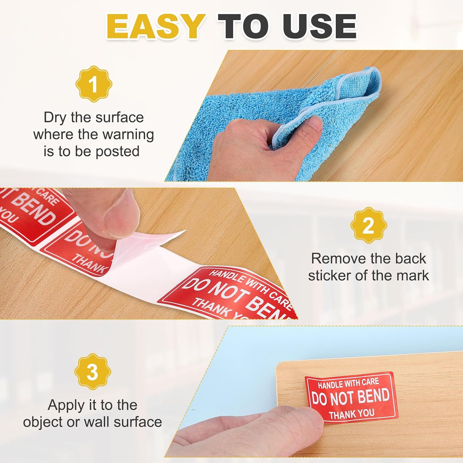 PATIKIL 2roll Do Not Bend Sign, 2 x 1 Inch Warning Label Glossy Sticker Warning Sticker for Protection Scratch Resistance Indoor Outdoor, Red, 500pcs in total image 5