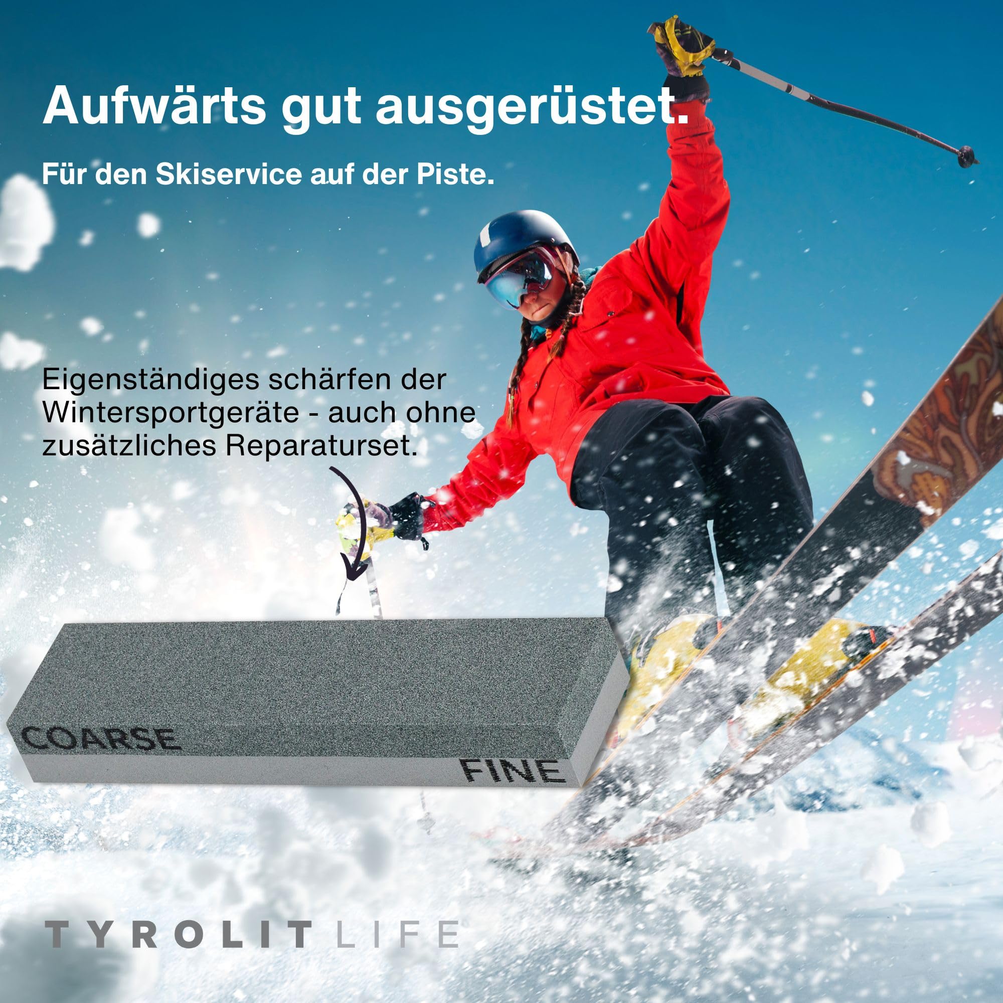 Tyrolit Lima combinata in ceramica Life per alte prestazioni Snow Board e sci – Lima per bordi da sci di alta qualità in ceramica per bordi ristabiliti con precisione – levigatrice bordi per