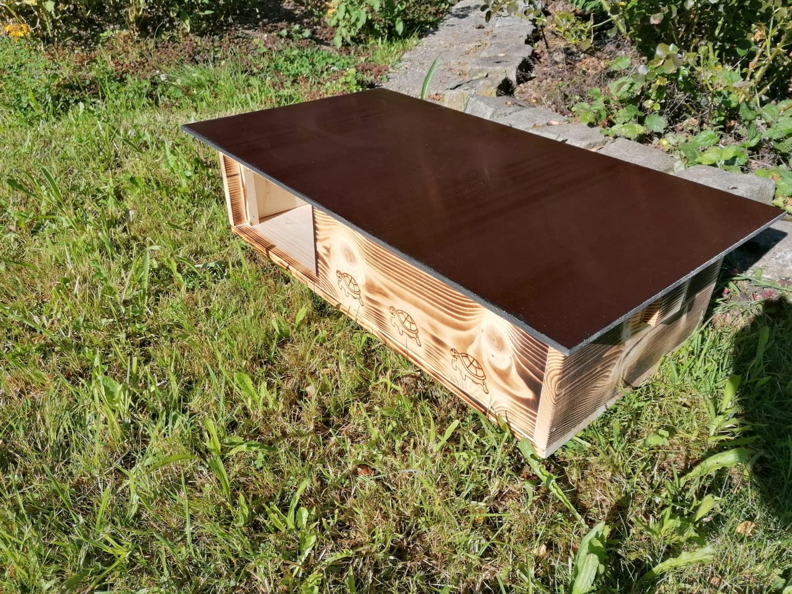 Casetta Per Tartarughe Woid Herz In Legno Massiccio - Resistente Alle Intemperie, Con Porta - Foto 8