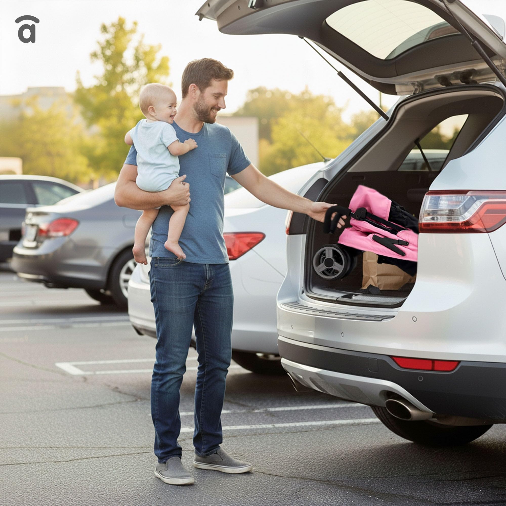 Asalvo TROTTER PLUS Silla de Paseo, Carrito bebé, Carro para bebés, Reclinable, Confortable, Ultraligera, Capota con Ventana y Freno Trasero, Manejable, Plegado compacto, Carga Máxima 25 kg, Rosa