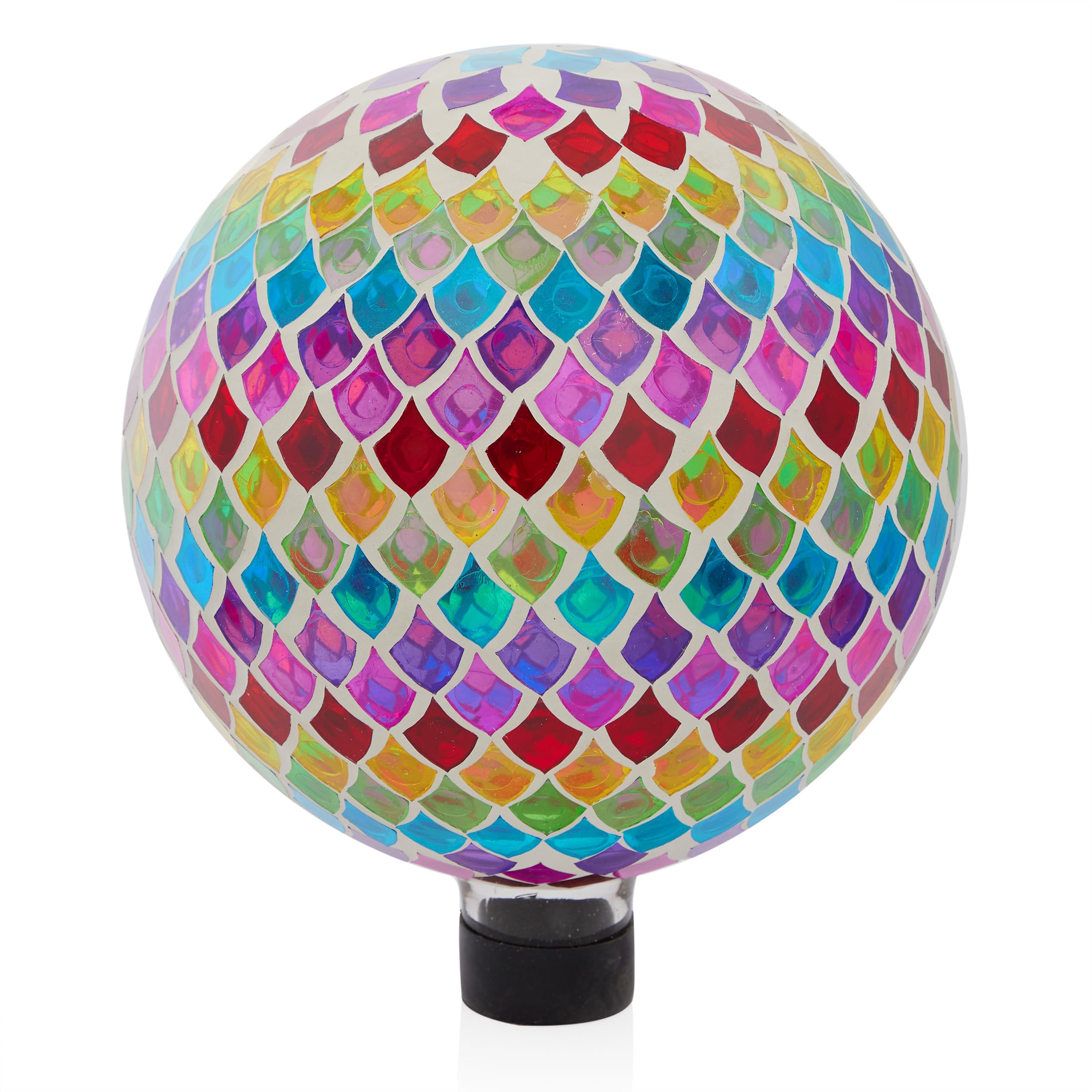 Alpine Corporation HMD220 Multicolor Glass Mosaic Teardrop Design Gazing Globe, Multi-Color-image-32