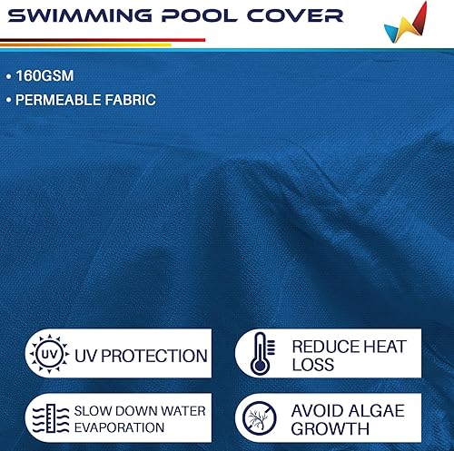 Miniatura 3 de Windscreen4less Cubierta de seguridad redonda de invierno para piscina de 14 pies con cable de alambre a lo largo de los bordes, cabrestante para