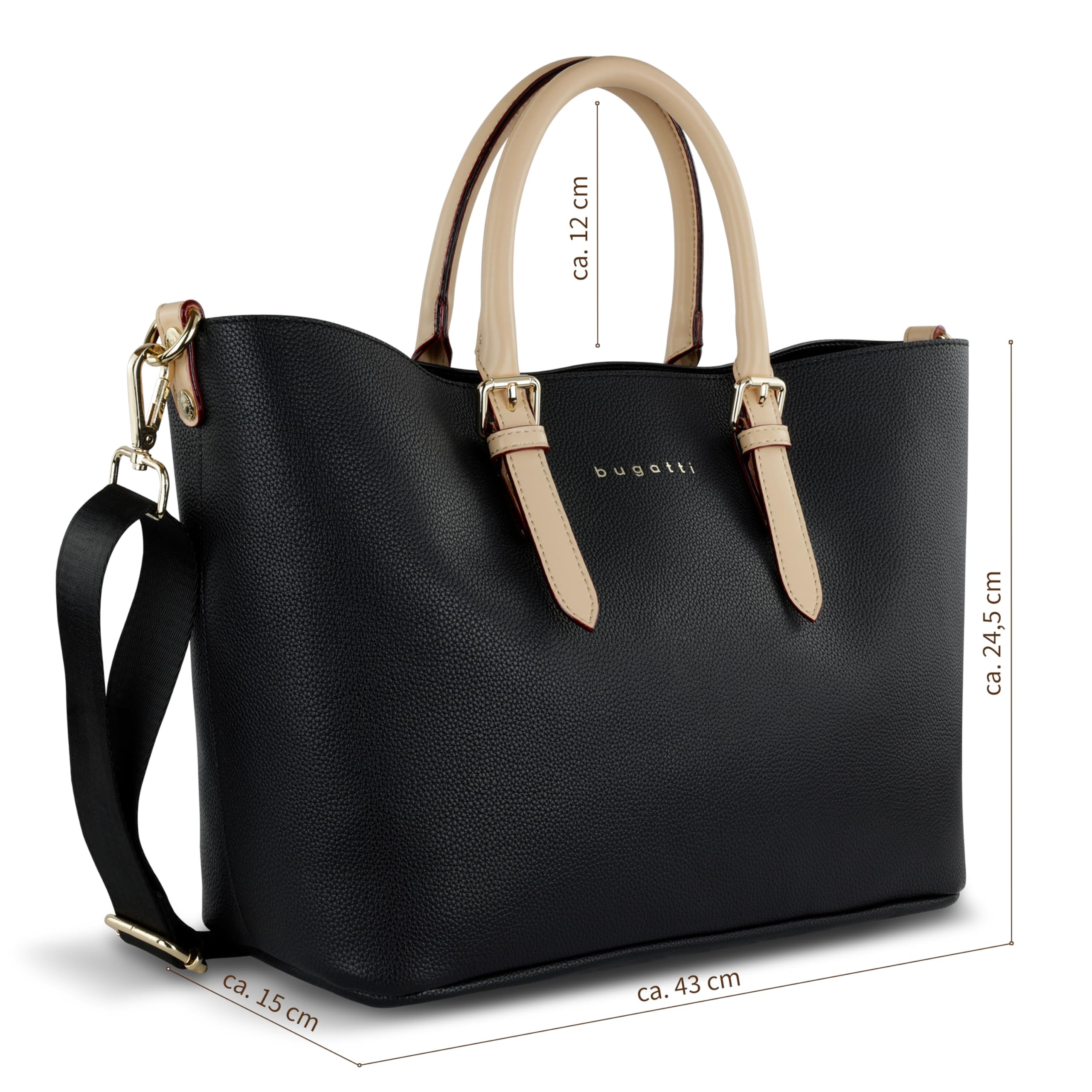 bugatti Ella Shopper Handtasche für Damen M, Damenhandtasche, Schultertasche