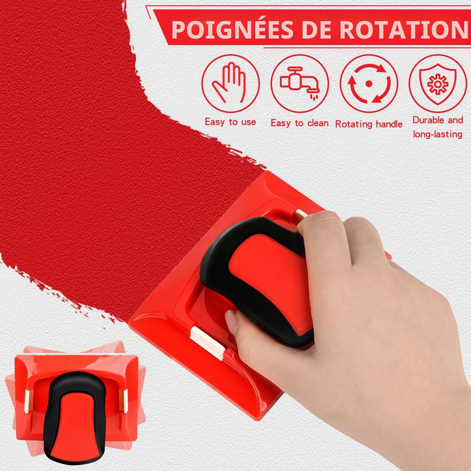 Outil De Bordure De Peinture, Coupe Bordure Pour Peinture, l'Outil Parfait Multifonctionnels, Paint Edger Tool, Pour Mur Et Plafond (Rouge)