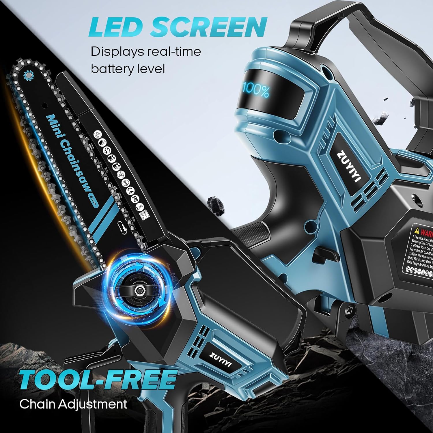 Mini Chainsaw Cordless 8 Inch & 10 Inch for Makita 18V Battery (NOT Included), Brushless Electric Chain Saw with Auto Oiler, Power Handheld Chainsaw for Garden Tree Branch Wood Cutting