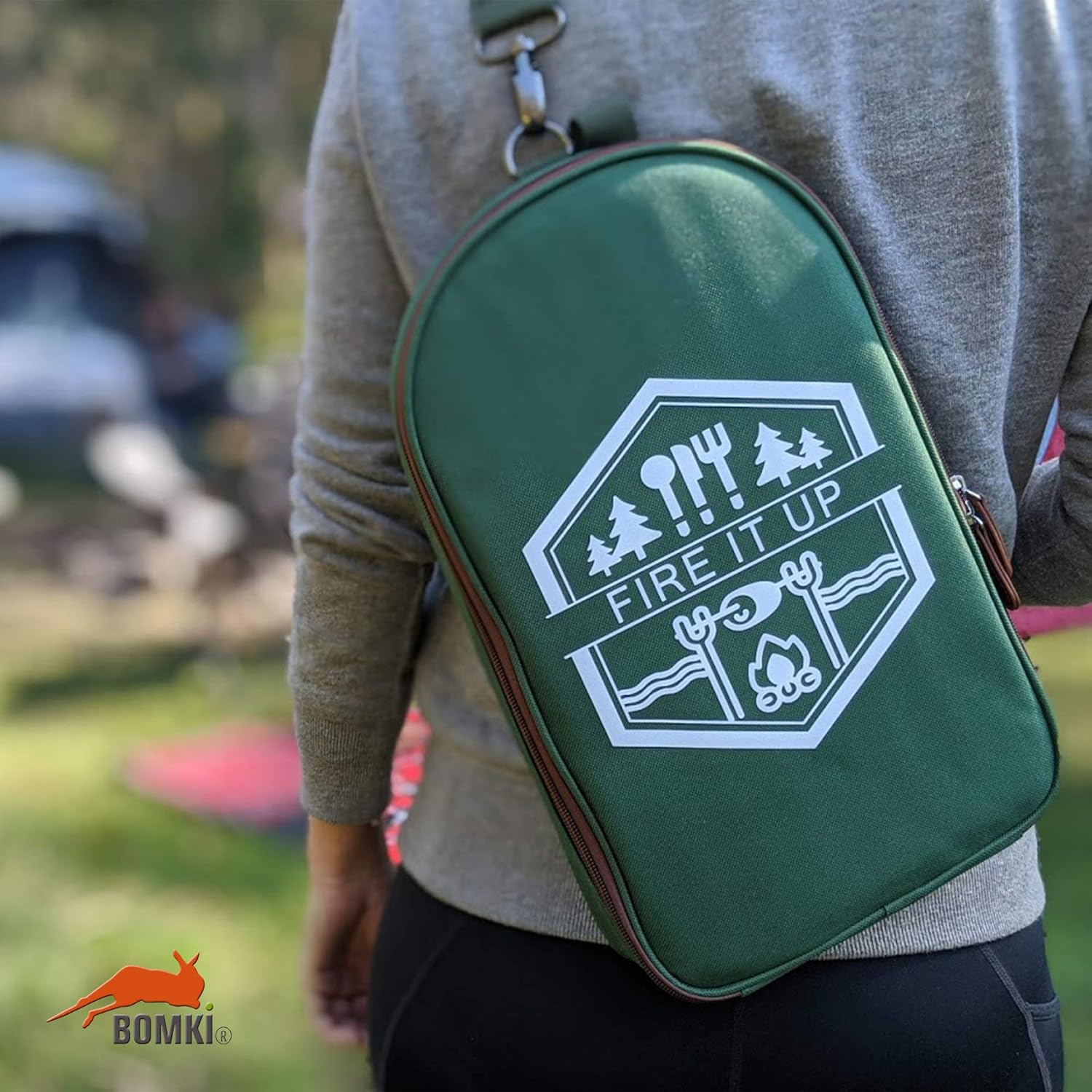 13 PC Grilling and Camping Cooking Utensils Set for The Outdoors BBQ - Stainless Steel Camp Kitchen Set Cookware Grill Tool Accessories Kit With Lightweight Stylish Crossbody Carrying Bag (Green) : Sports & Outdoors