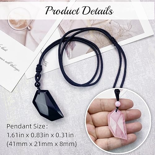 Miniatura 3 de EDEN'S CALL Natural Crystal Stone Wolf Tooth Necklace for Women and Men Adjustable Faceted Quartz Stone Pendant Necklace for Reiki Balancing