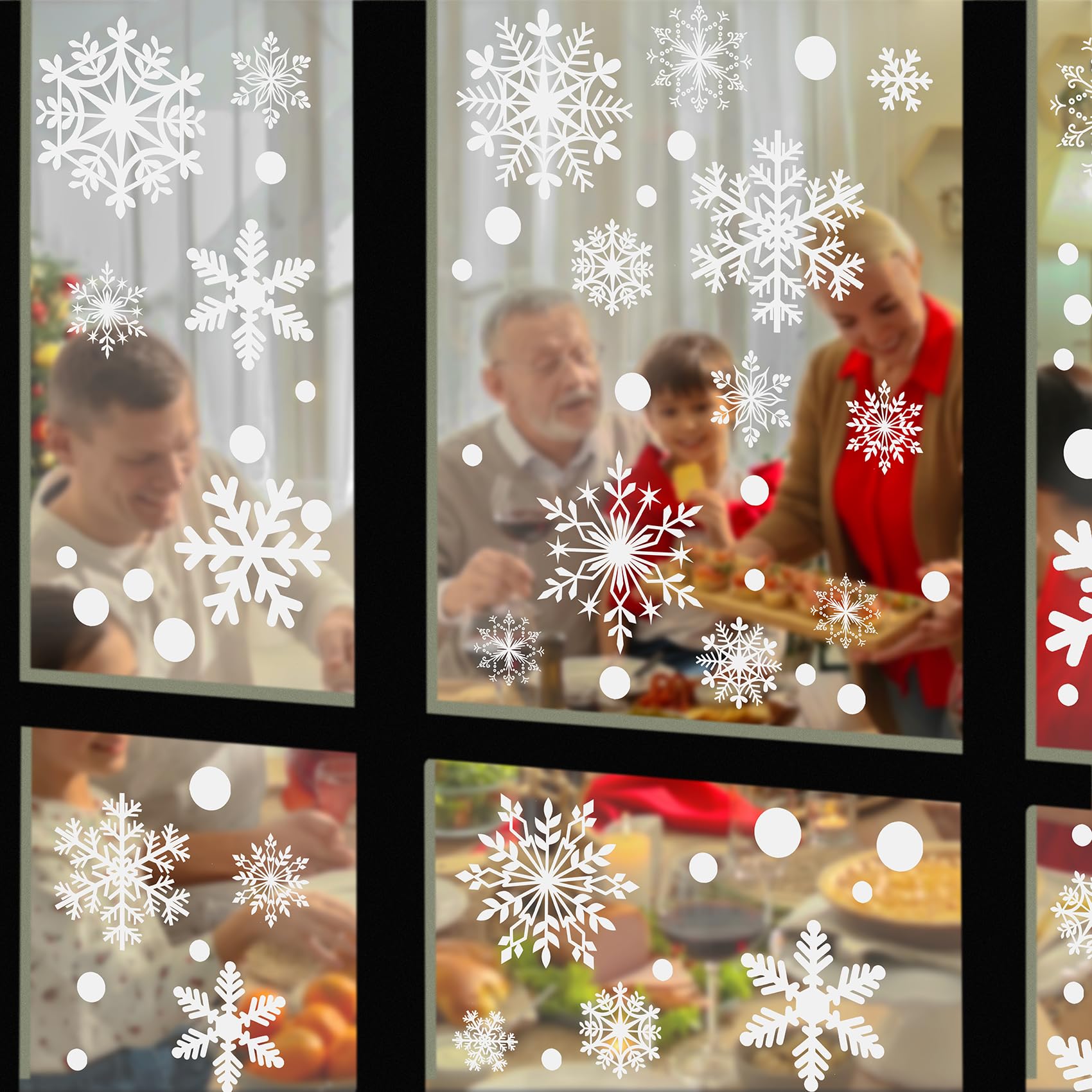 364 calcomanías de copo de nieve para ventana, calcomanías de copo de nieve de Navidad, 10 hojas de calcomanías de ventana de Navidad, decoraciones de copo de nieve para ventanas de vidrio,
