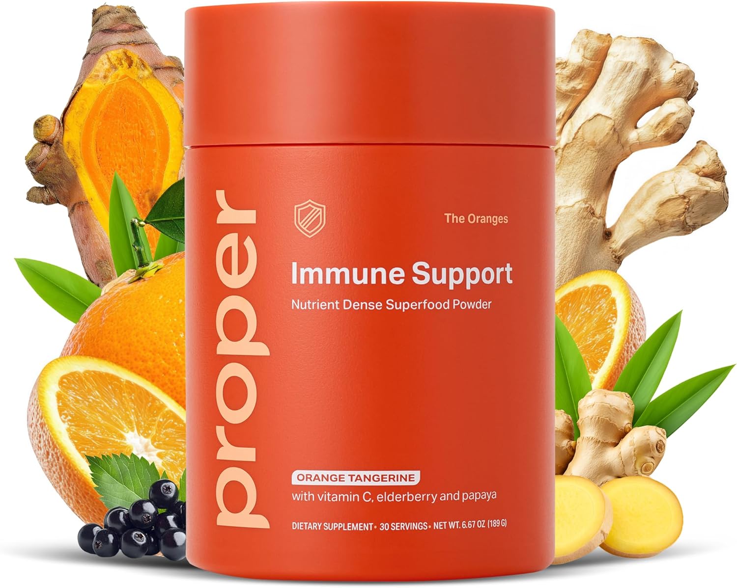 Proper, The Oranges Nutrient-Dense Superfood Powder for Immune Support & Gut Health – Elderberry, Vitamin C, Zinc & Echinacea Supplement Complex Enhanced with Probiotic Digestive Blend