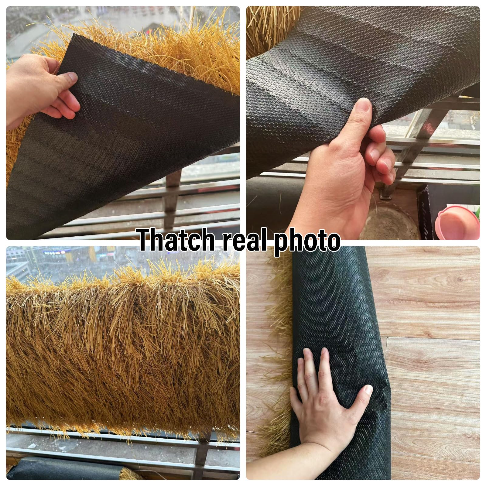 Techo De Paja Sintética, Rollo De Paja Mexicana Artificial, Decoración De Techo De Paja Resistente Al Fuego, Decoración De Bares Y Fiestas Hawaianas, Terraza De Cerca De Jardín (Size:1*2m(3.2*6.5ft))
