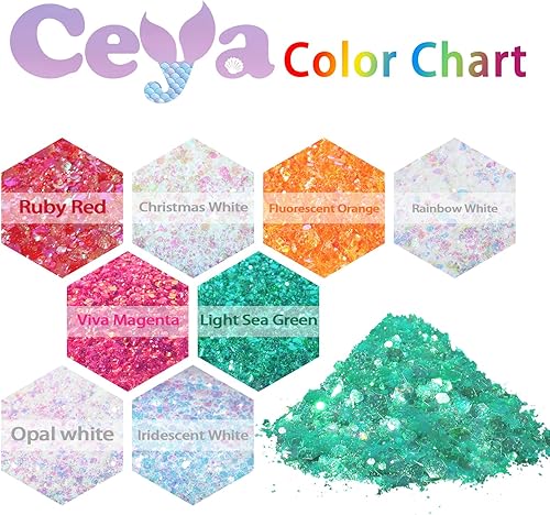 Miniatura 3 de Ceya Purpurina gruesa, 4.9 onzas4.94 oz, naranja fluorescente, purpurina para manualidades, 1128 pulgadas, 0.008 pulgadas, 0.008 in, purpurina