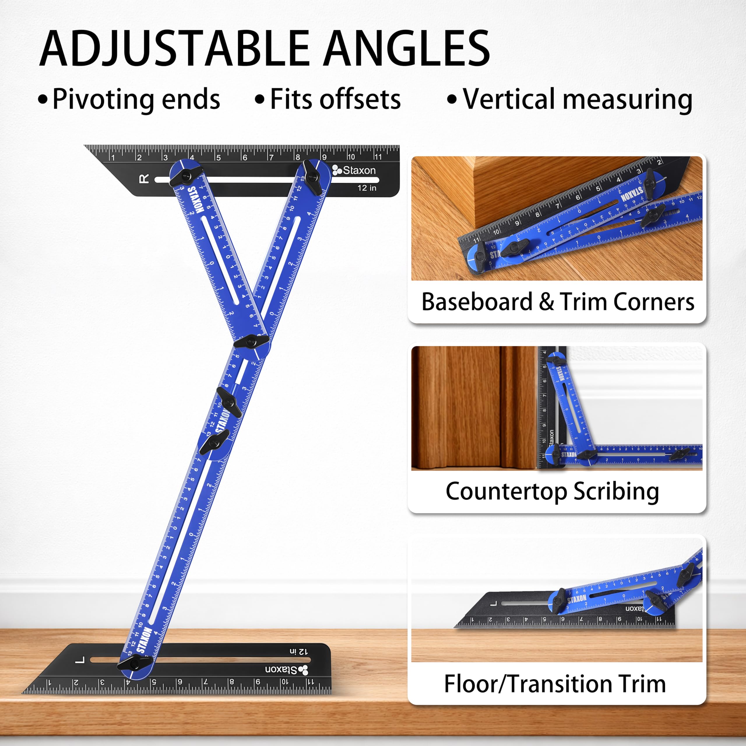 Stair Tread Template Tool – Stair Tread Gauge, Hidden Screw Slide Rail Stair Tools for Stair Measuring Tool Stair Gauge Jig Stair Template Stair Step Tool（Black+Blue） — Amazon image 5