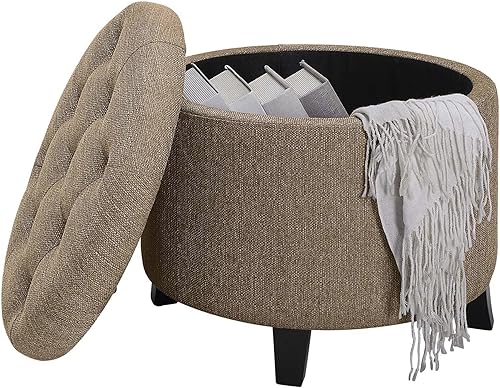 Miniatura 5 de Convenience Concepts Designs4Comfort - Otomana redonda de almacenamiento de 19.75 pulgadas, taburete versátil y contemporáneo para sala de estar,