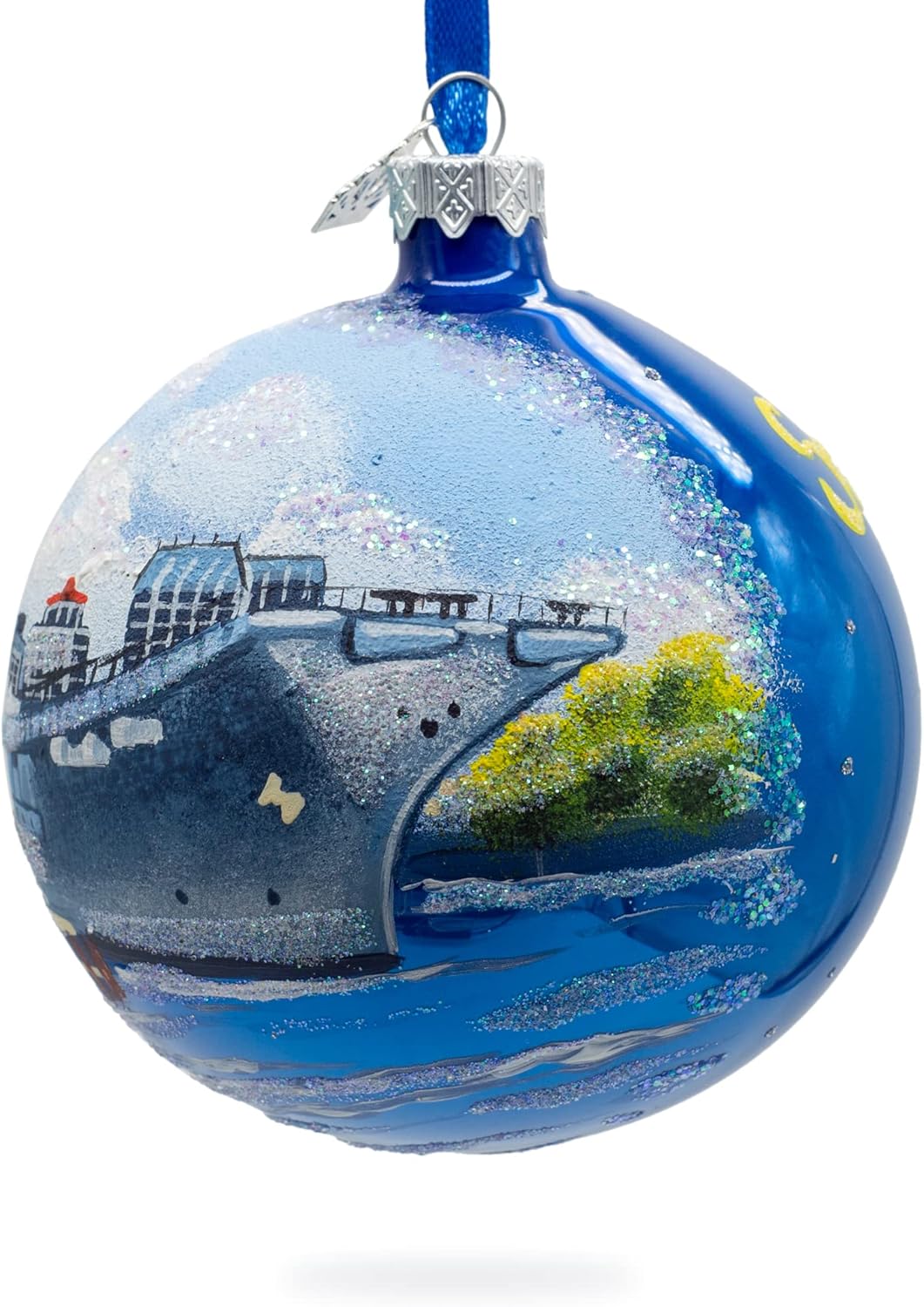USS Midway Museum, San Diego, California, USA Glass Ball Christmas Ornament 4 Inches