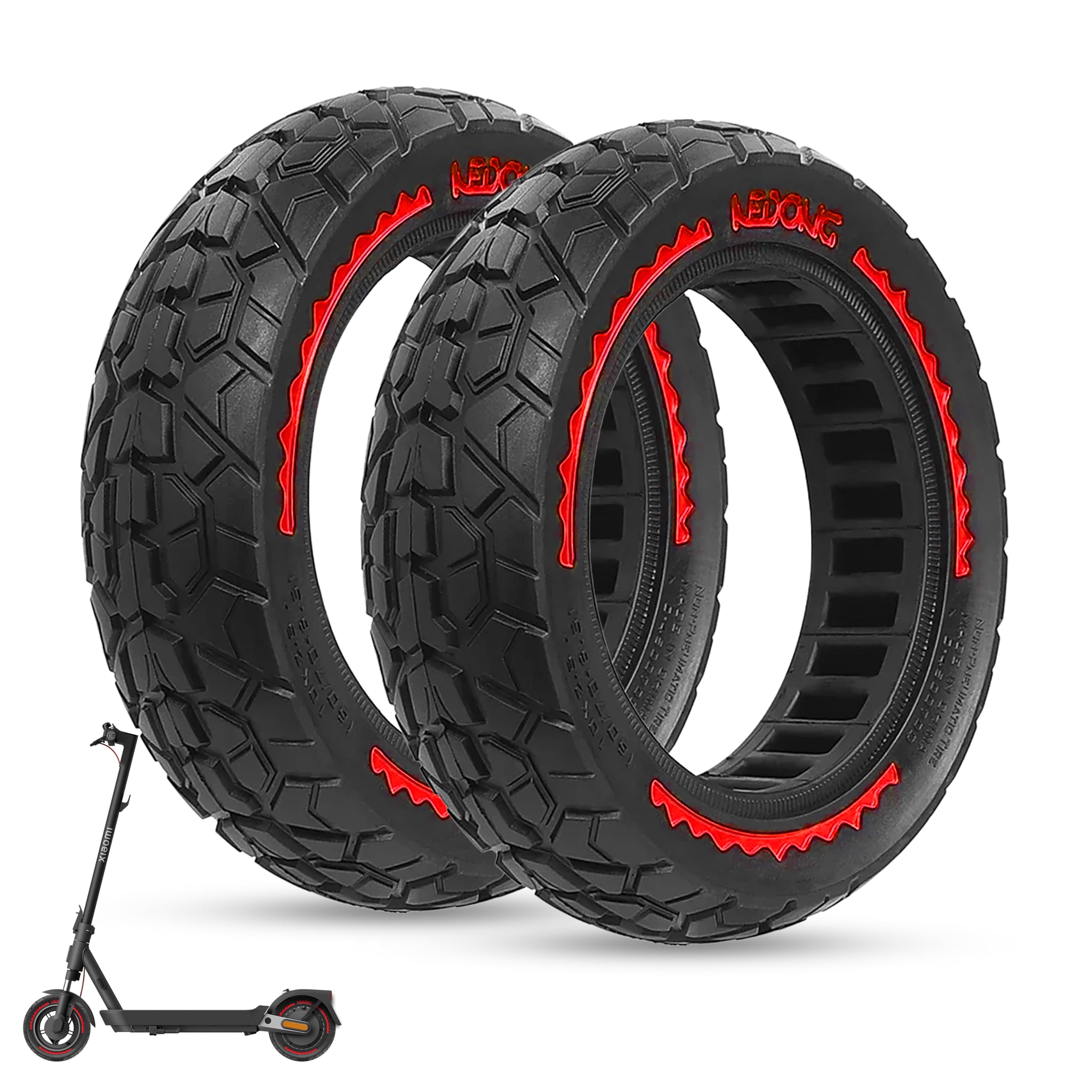 ANSENI Ruote Monopattino 60/70-6.5, Gomme 10 Pollici 10x2.50, Pneumatico Solido Anti-foratura per Scooter Elettrico Xiaomi 5/5 Pro/5 Max,Segway Ninebot E3 E,Ninebot Max G30/G30D,Smartgyro K2 (2 Ruote)
