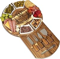 YEWBEE Personalized Engraved Acacia Charcuterie Cheese Board Set with Ceramic Bowls - Custom Wedding Housewarming Gift for Men Women
