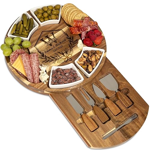 Personalized Charcuterie Board Gift Set – Custom Engraved Acacia Cheese