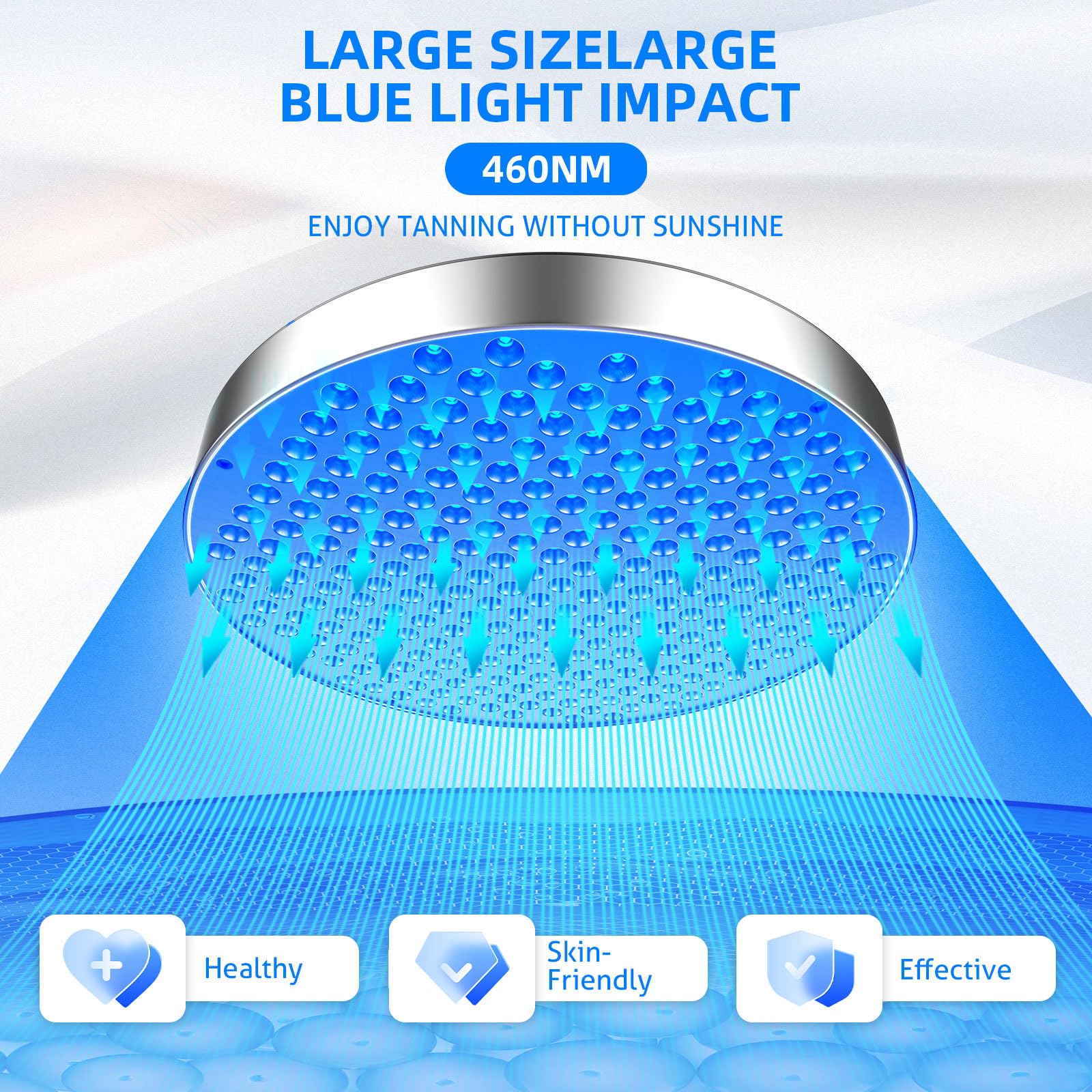 Solarium para el hogar, 460 NM, lámpara de bronceado redonda portátil con 250 ledes, 50 W, soporte ajustable y gancho para colgar, bronceador facial para el hogar para el cuerpo