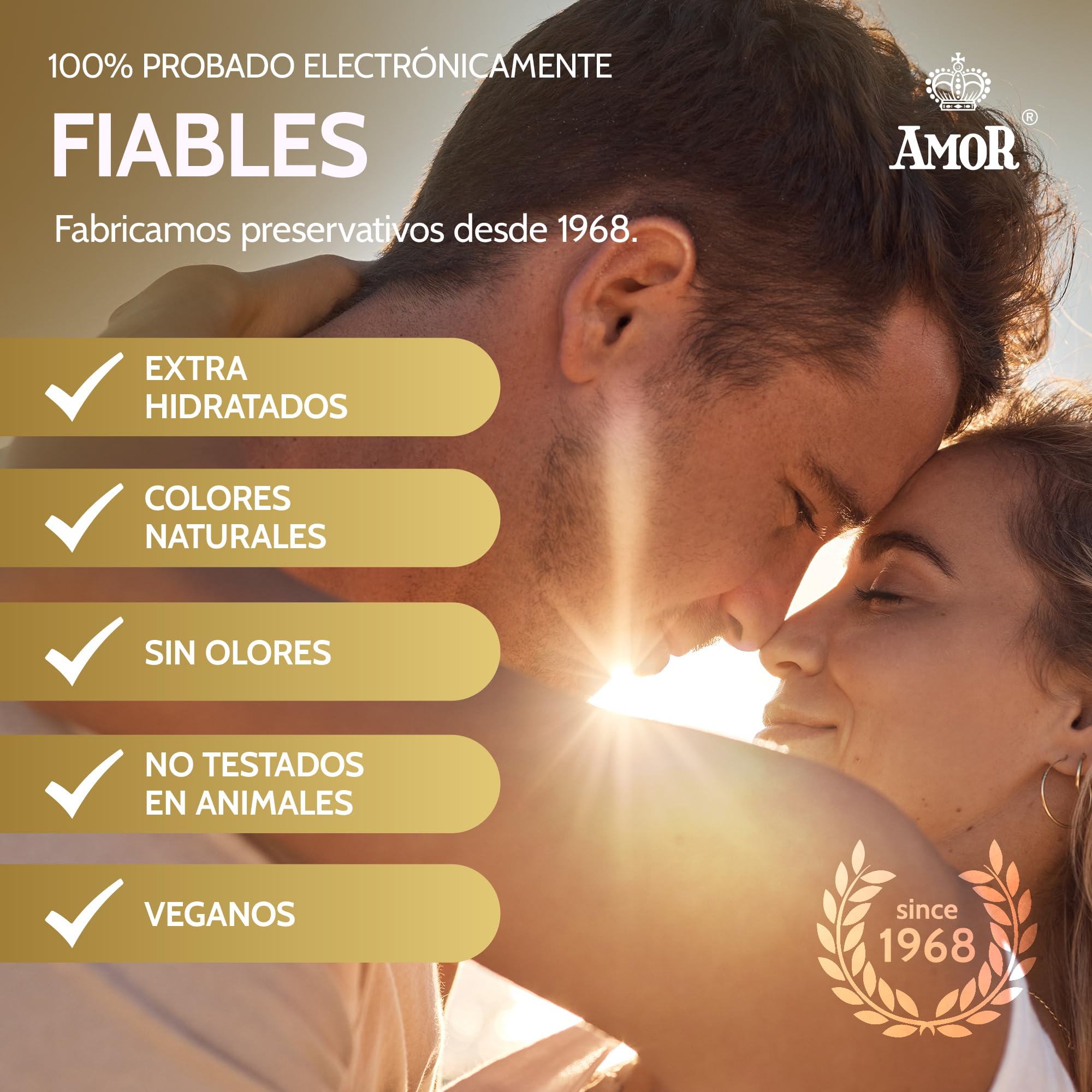 AMOR NATURE Ø 64 mm 100 Preservativos Premium, colocación perfecta y tamaño adecuado para todos, transparente