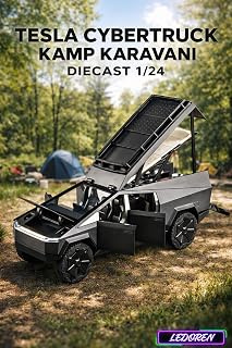 Gri Renkli Tesla Cybertruck Pickup Karavan 1/24 Di