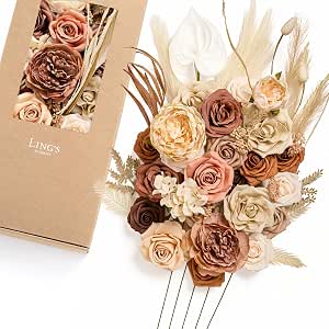 Ling's Moment Artificial Wedding Fall Flowers Deluxe Combo, Boho & Sepia