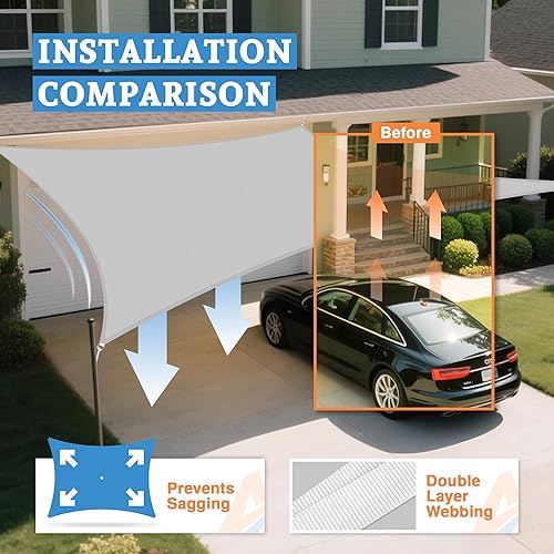Miniatura 3 de Toldo cuadrado impermeable de 16 x 16 pies para patio, jardín, terraza, pérgola (gris claro)
